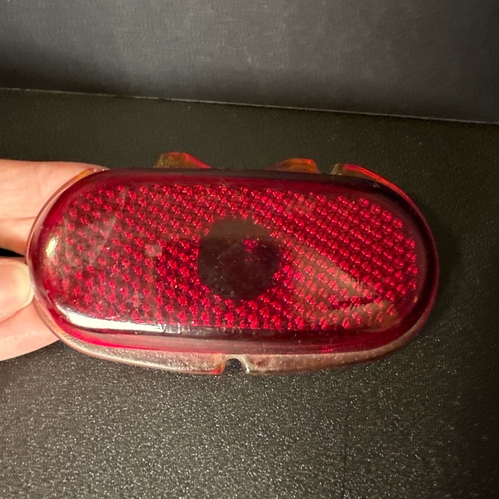 Vintage Glass Oval Red Tail Light Lens 1940s–50s‎ 4.5”x2.25”